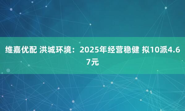 维嘉优配 洪城环境：2025年经营稳健 拟10派4.67元